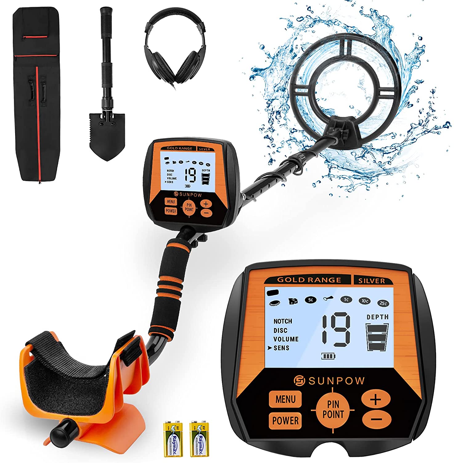 Metal Detector for Adults, Professional Waterproof Adjustable High Accuracy Metal Detector, 10 inches Detection Depth
