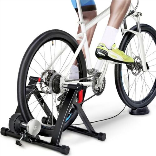 Bike Trainer Stand Magnetic Bike Trainer w/6 speed Level for Indoor stationary Exercise, Black