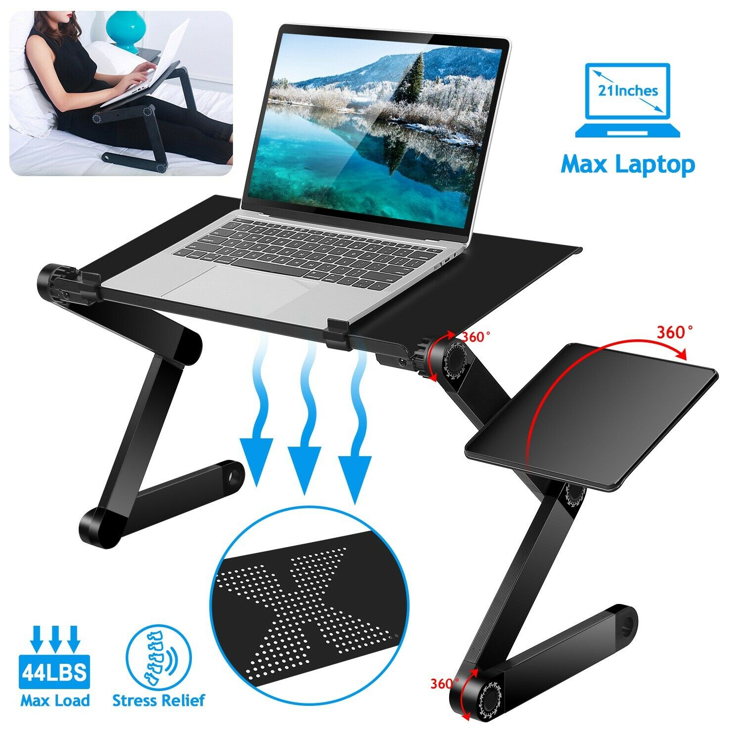 Laptop Desk Foldable Bed Table Folding Breakfast Tray Portable Lap Standing Desk
