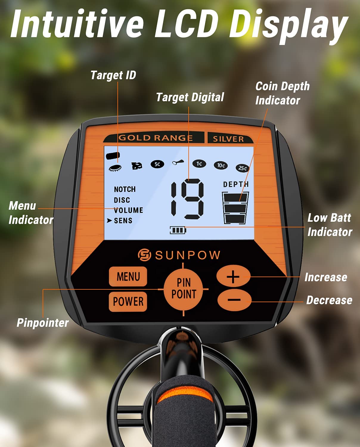 Metal Detector for Adults, Professional Waterproof Adjustable High Accuracy Metal Detector, 10 inches Detection Depth
