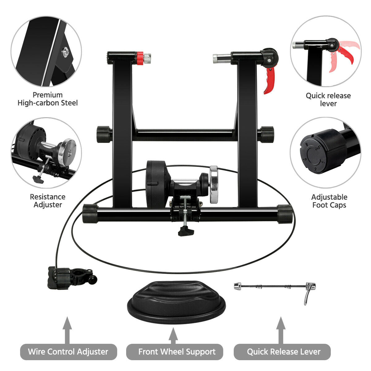 Bike Trainer Stand Magnetic Bike Trainer w/6 speed Level for Indoor stationary Exercise, Black