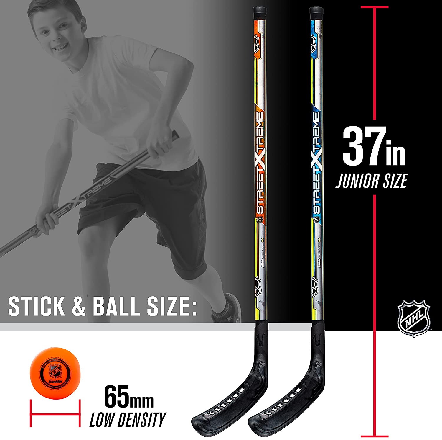 Hockey Set - Includes 2 Street Hockey Sticks and 1 Street Hockey Ball - Official NHL Licensed Product - Perfect Hockey Starter Set for Kids