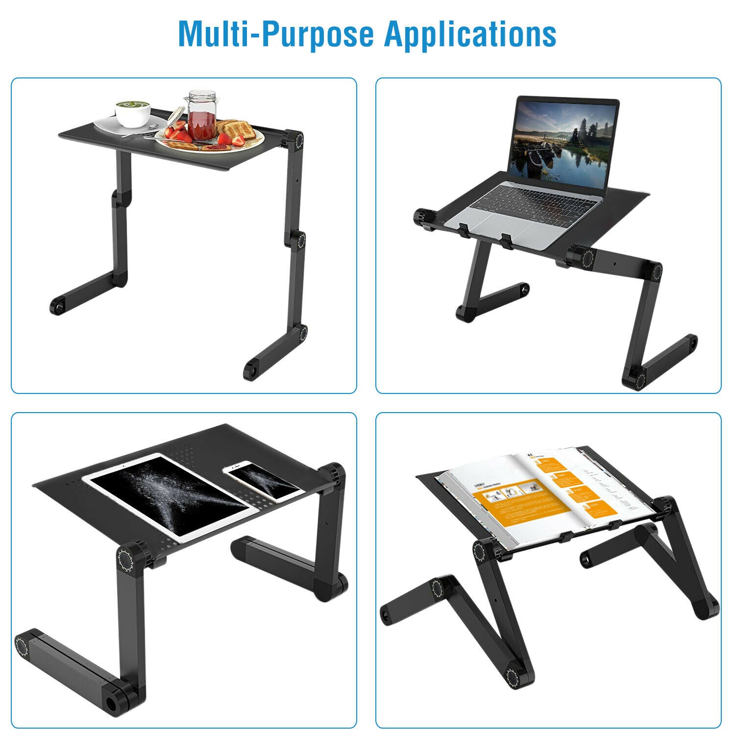 Laptop Desk Foldable Bed Table Folding Breakfast Tray Portable Lap Standing Desk