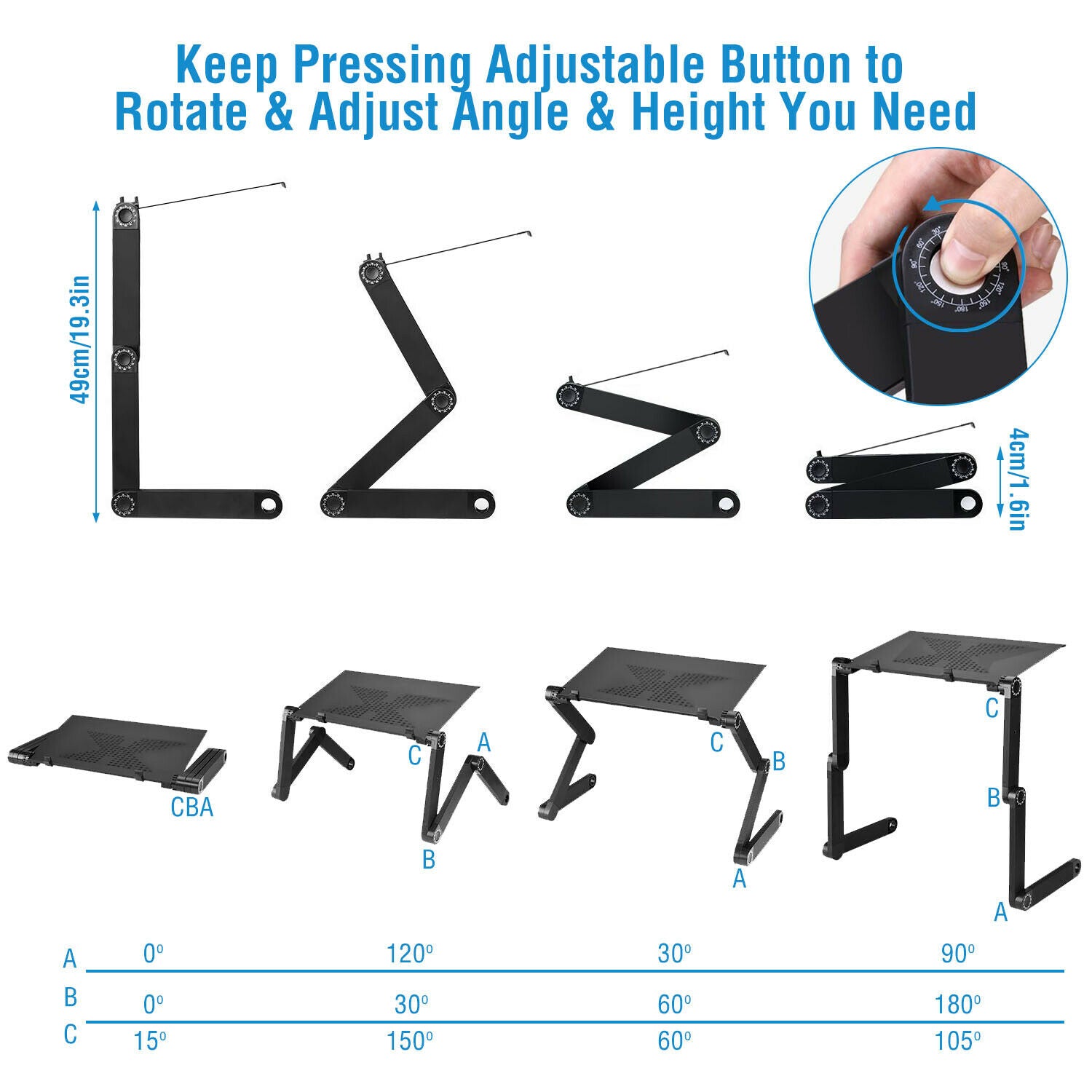 Laptop Desk Foldable Bed Table Folding Breakfast Tray Portable Lap Standing Desk