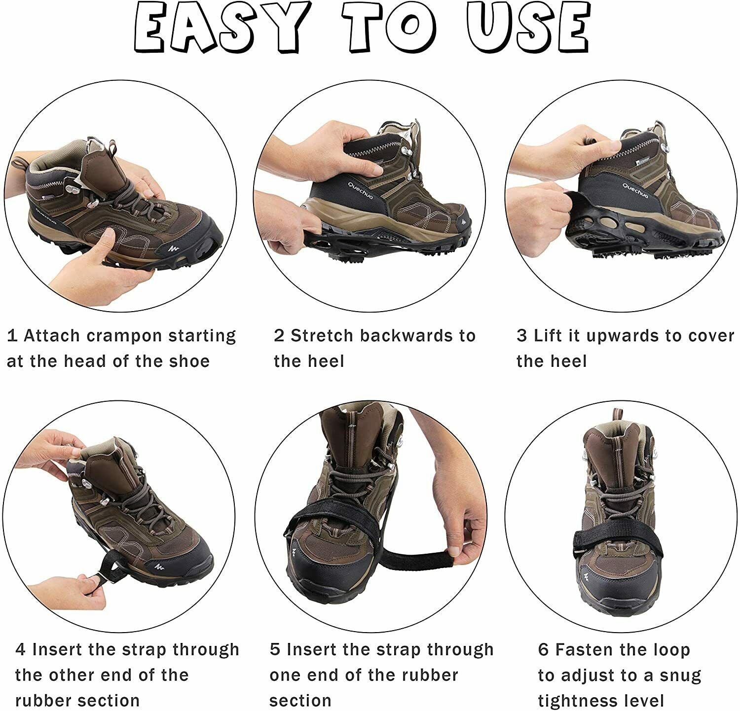 Ice Cleats 24 Teeth Spikes Crampons, Ice Snow Grips Cleats Crampons for Hiking Fishing