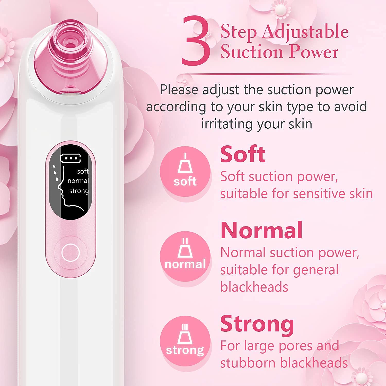 Blackhead Pore Vacuum Cleaner Remover USB Rechargeable with LCD Screen Kit Suction A21888