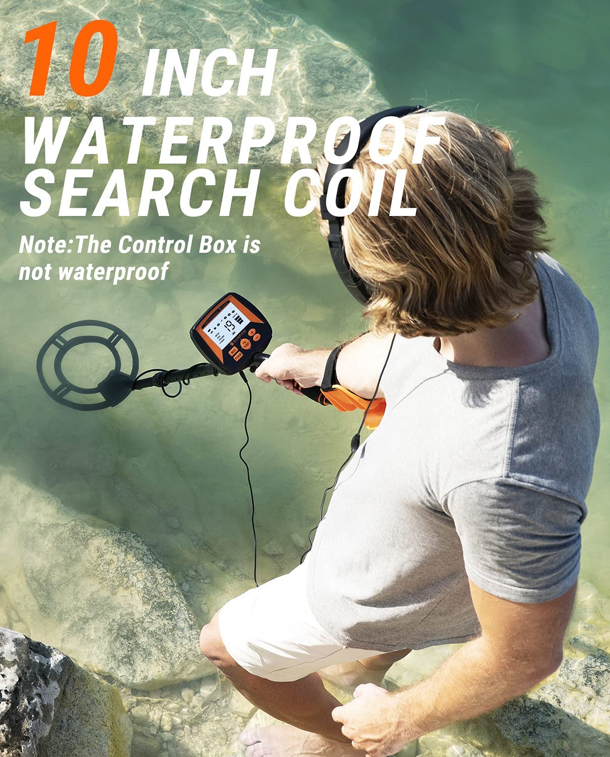 Metal Detector for Adults, Professional Waterproof Adjustable High Accuracy Metal Detector, 10 inches Detection Depth