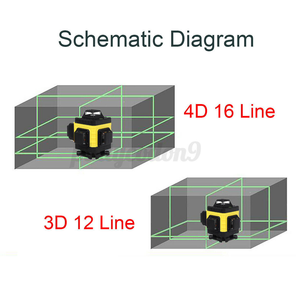 Laser Level 4D 16 /3D 12 Line Green Auto Self Leveling 360° Rotary Cross