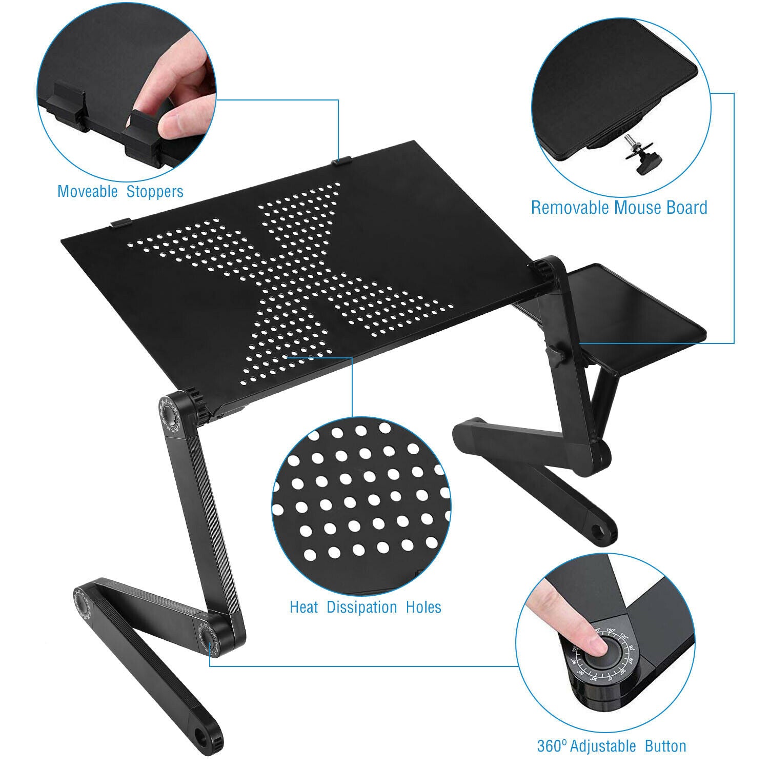 Laptop Desk Foldable Bed Table Folding Breakfast Tray Portable Lap Standing Desk