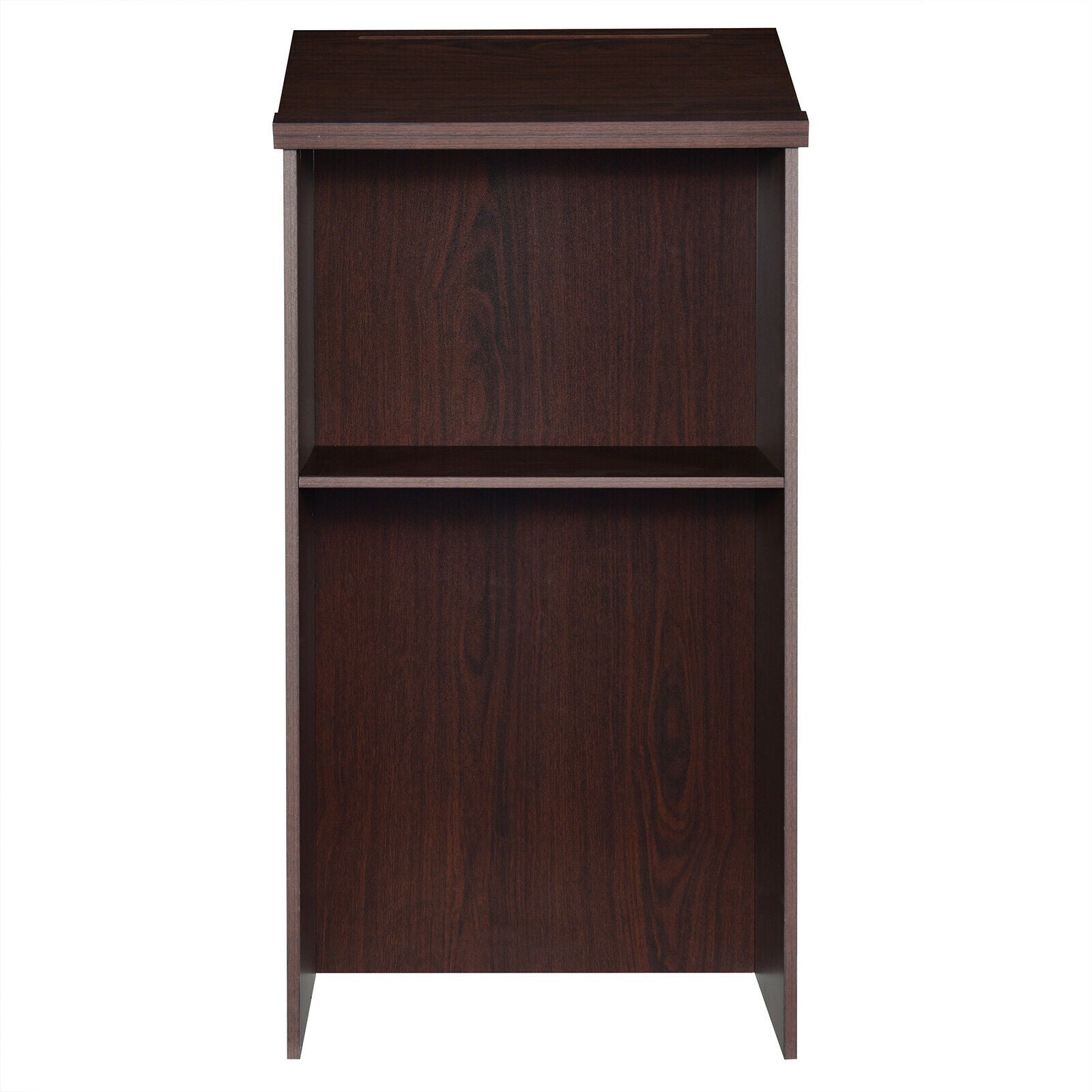 Lectern Wooden Floor Standing Podium Speaking Lectern Adjustable Shelf & Pen Tray Brown