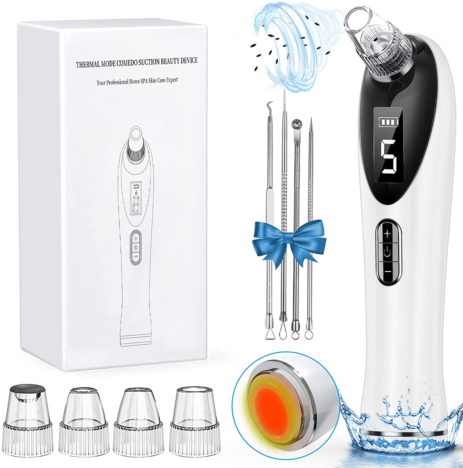 Blackhead Remover Pore Vacuum Upgraded Facial Cleaner Electric Acne Comedone Whitehead Extractor Tool-5 Suction Power 5 Probes Kit